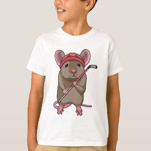 T-shirt Souris de hockey sur glace avec bâton de hockey su