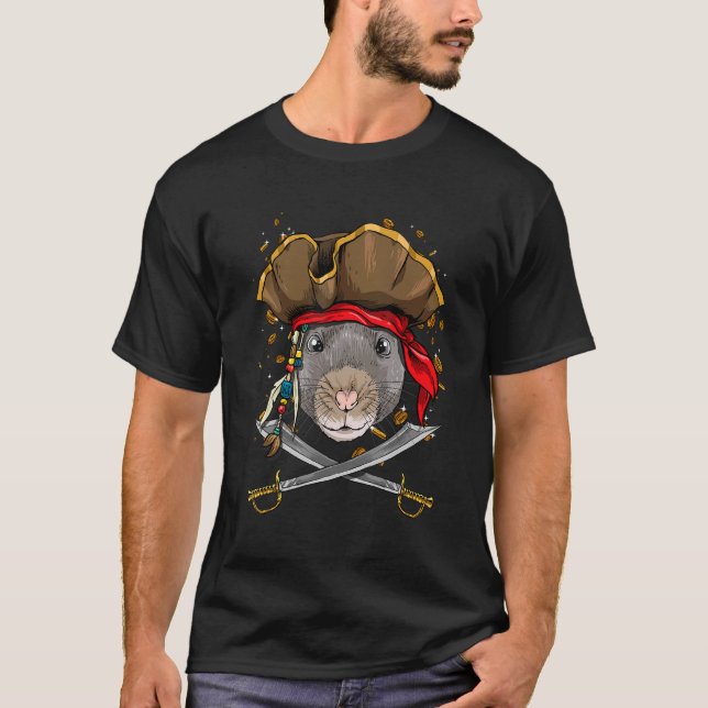 T-shirt Souris de pirate Jolly roger Drapeau animal marin (Devant)