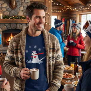 T-shirt Souris de ski de Noël drôle de fête d'après-ski