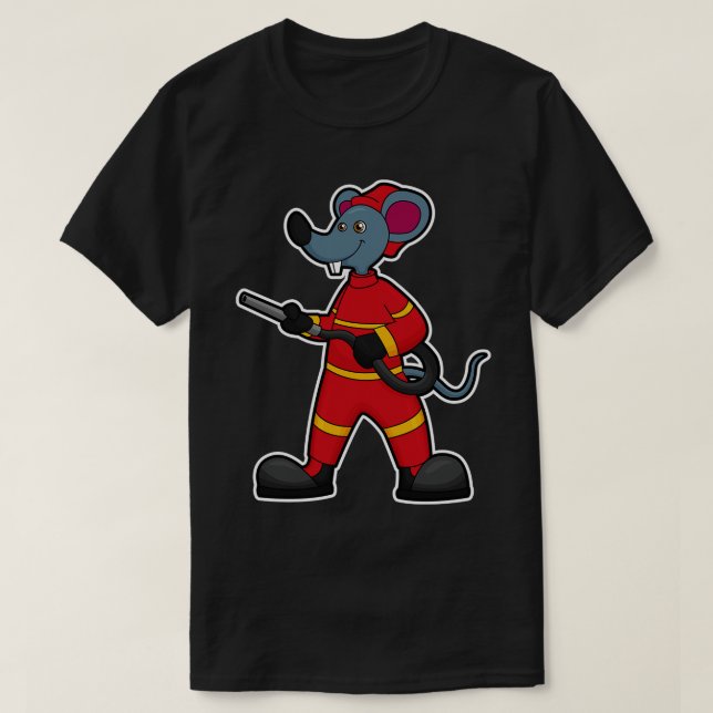 T-shirt Souris en pompier avec tuyau