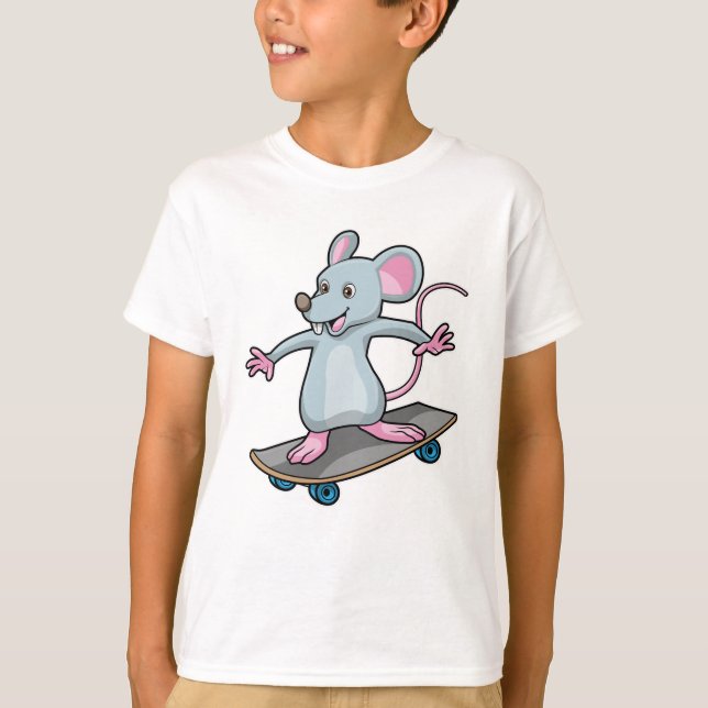 T-shirt Souris en skate avec skateboard (Devant)