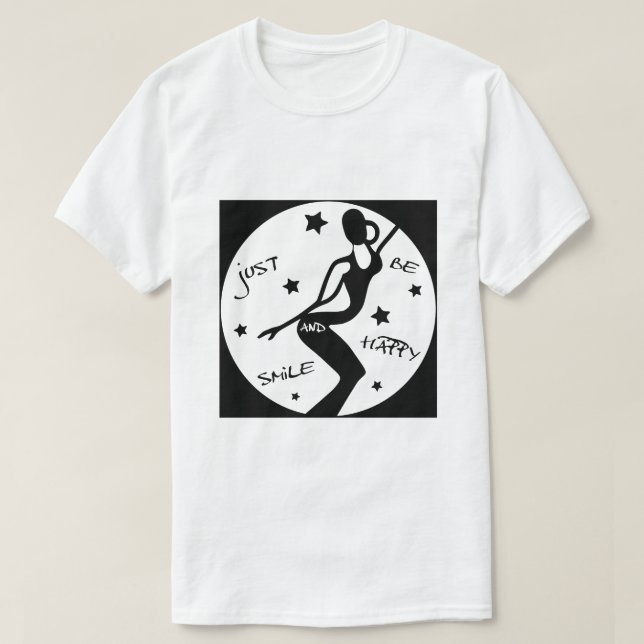 T-shirt Souris Et Sois Heureuse, Drôle Stick femme (Design devant)