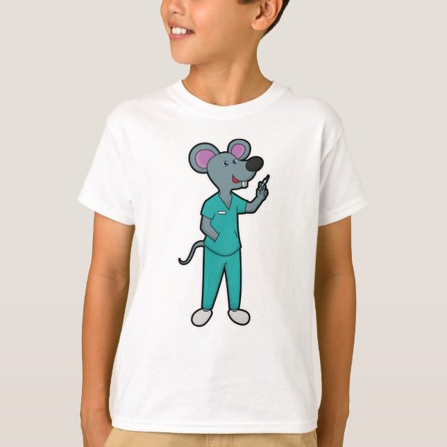 T-shirt Souris infirmière à la vaccination avec seringue (Devant)