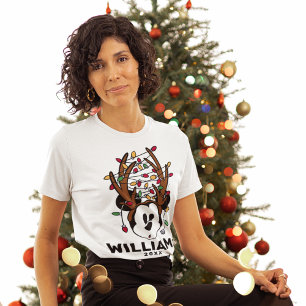 T-shirt Souris Mickey de Noël avec Antlers & Lumières