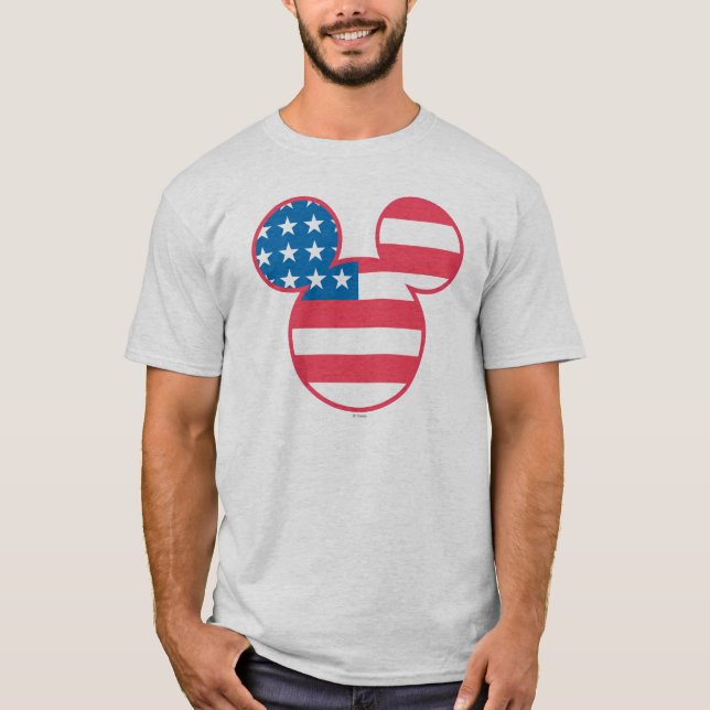 T-shirt Souris Mickey Patriotique American Flag Icon (Devant)