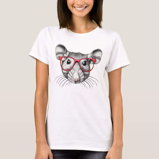 T-shirt Souris portant des lunettes, souris amateurs T-shi (Devant)