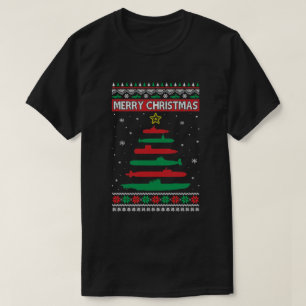 T-shirt Sous-marin Arbre Militaire Drôle Noël Vilain Noël