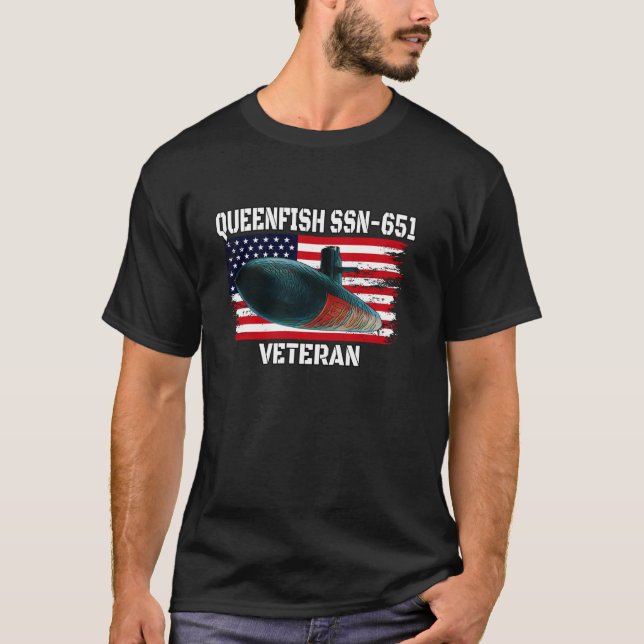 T-shirt Sous-marin USS Queenfish SSN 651 Grand-père vétéra (Devant)