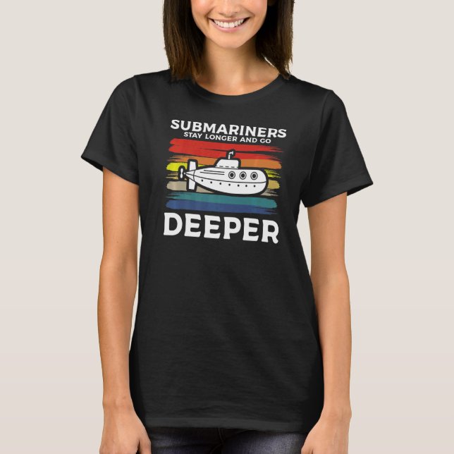 T-shirt Sous-Mariners Restent Plus Longtemps Et Deeper Mar (Devant)