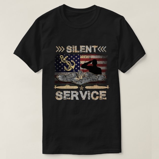 T-shirt Sous-marins de la marine américaine Silent Service (Design devant)