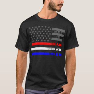 T-shirt Soutenez le blanc rouge et le bleu - Feu/SGE/Polic