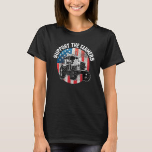 T-shirt Soutenez Les Agriculteurs Tracteurs Us Drapeau Pat