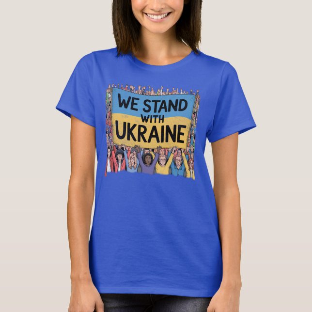 T-shirt Soutenez l'Ukraine Crowd Design, Unité et Liberté (Devant)