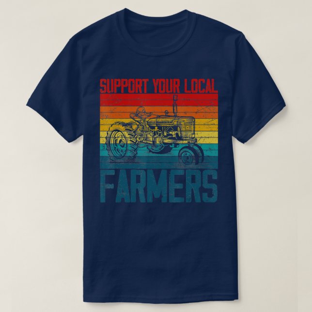 T-shirt Soutenez votre fermier local Cool Agriculture Retr (Design devant)