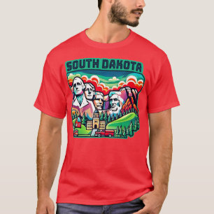 T-shirt South Dakota USA Landmarks Skyline Mount Rushmore
