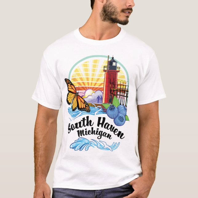T-shirt South Haven Michigan Phare Usa Au Sud (Devant)
