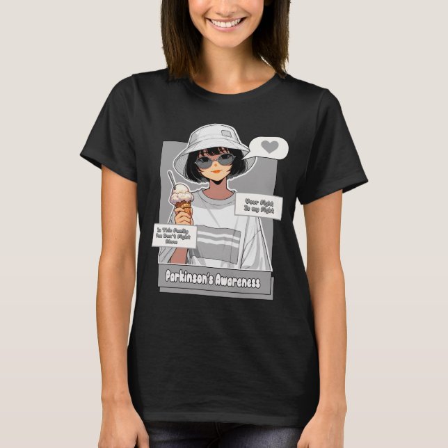 T-shirt Soutien à la famille de Parkinson jeune et élégant (Devant)