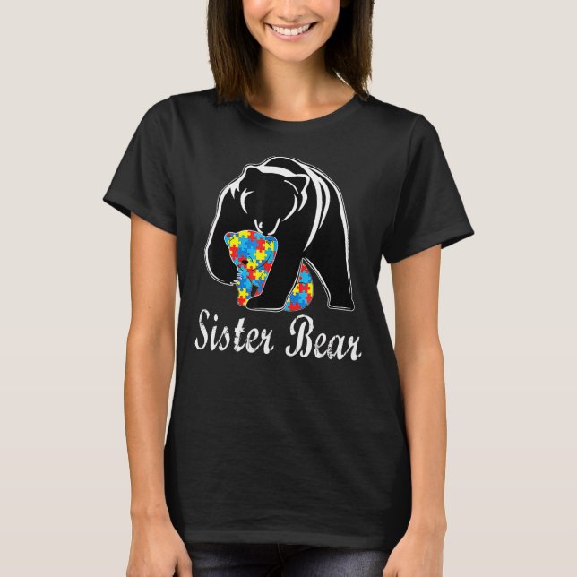T-shirt Soutien à l'ours soeur Autiste Adultes Autisme Aut (Devant)