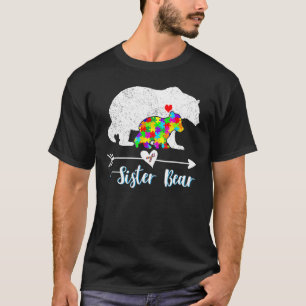 T-shirt Soutien à l'ours soeur Autiste Adultes Autisme Aut