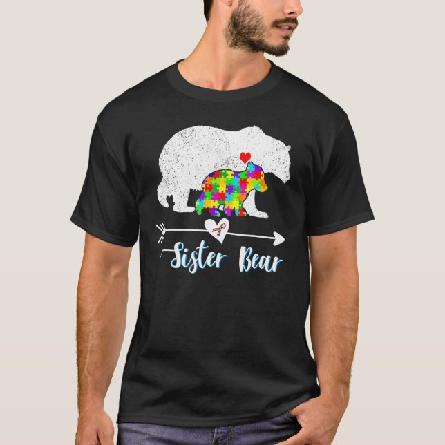 T-shirt Soutien à l'ours soeur Autiste Adultes Autisme Aut (Devant)