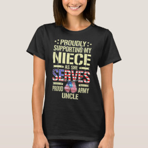 T-shirt Soutien À Ma Nièce En Tant Qu'Elle Sert - Fière Ar