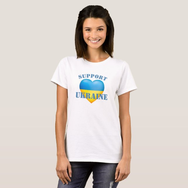 T-shirt Soutien Avant/Arrière Ukraine Coeur Jaune Et Bleu (Devant entier)