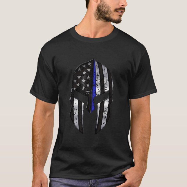T-shirt Soutien de la police de la Ligne bleue spartiate (Devant)