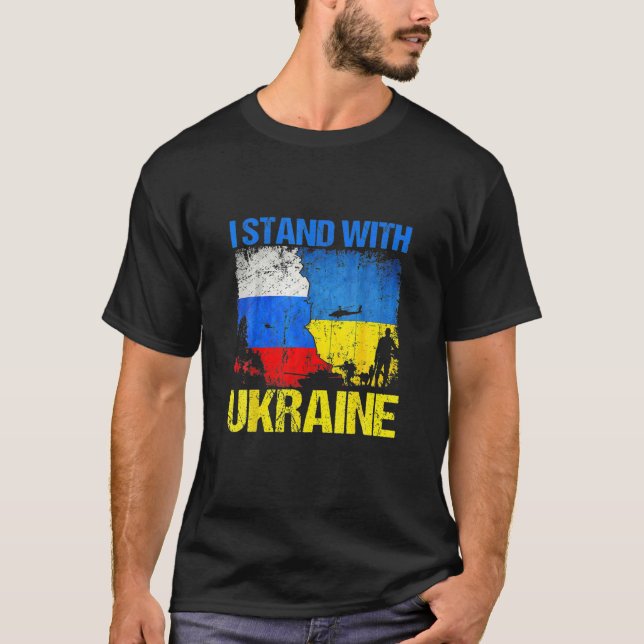 T-shirt Soutien Du Drapeau Soldat Je Me Trouve Avec Ukrain (Devant)