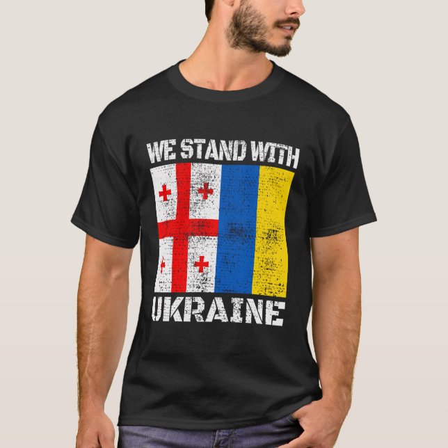 T-shirt Soutien géorgien Ukrainien Nous Sommes Avec L'Ukra (Devant)