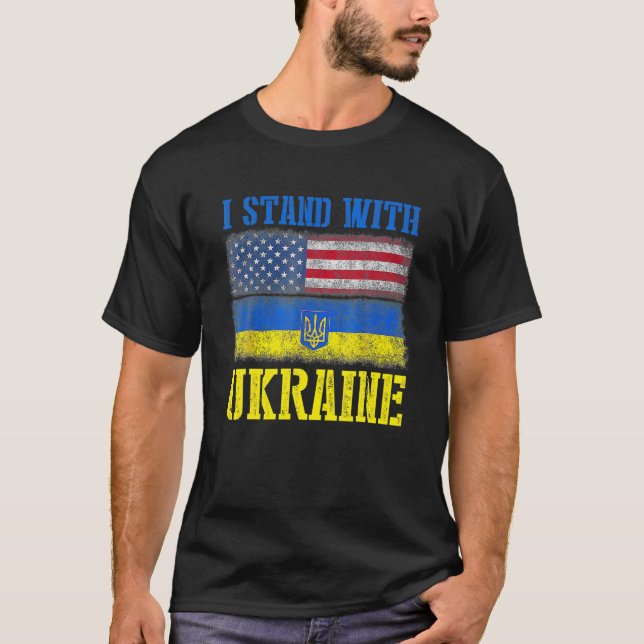 T-shirt Soutien Je Me Tiens Avec L'Ukraine Américain Ukrai (Devant)