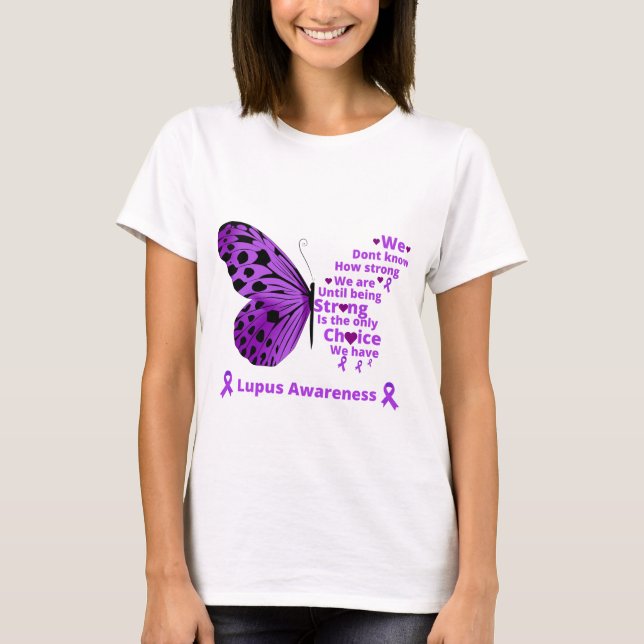 T-shirt Soutien sanitaire du lupus papillon pourpre (Devant)