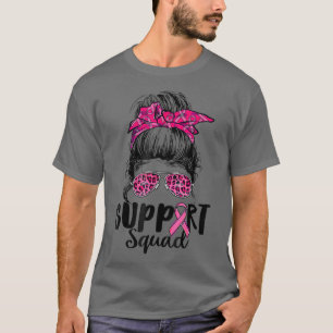 T-shirt Soutien Squad Messy Bun Pink Warrior Cancer du sei