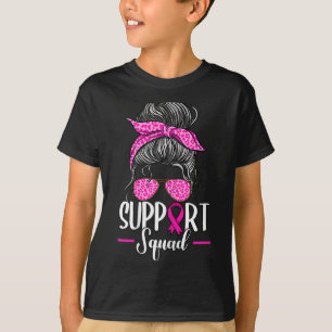 T-shirt Soutien Squad Messy Bun Sensibilisation au cancer 