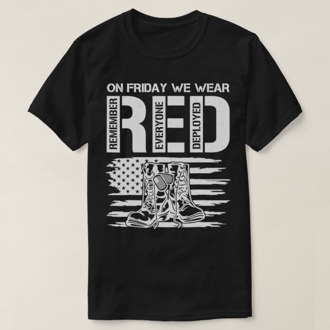 T-shirt Souvenez-vous de tous les vétérans déployés RED ve (Design devant)
