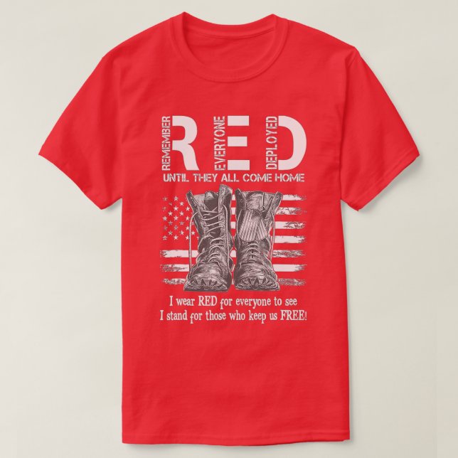T-shirt Souvenez-vous de tous les vétérans déployés RED ve (Design devant)