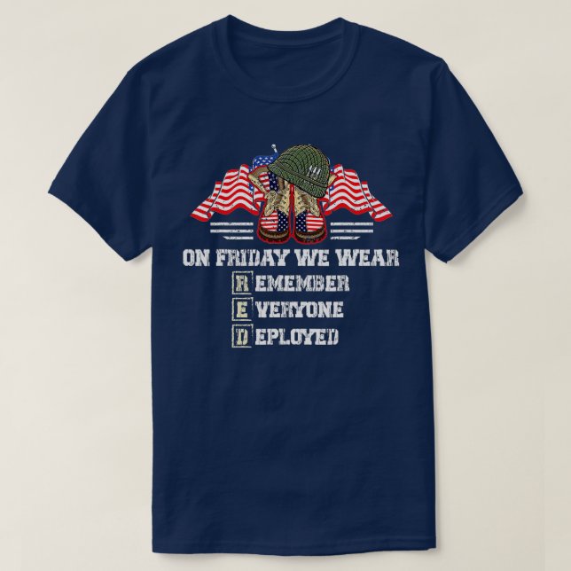 T-shirt Souvenez-vous de tout vétéran déployé RED vendredi (Design devant)