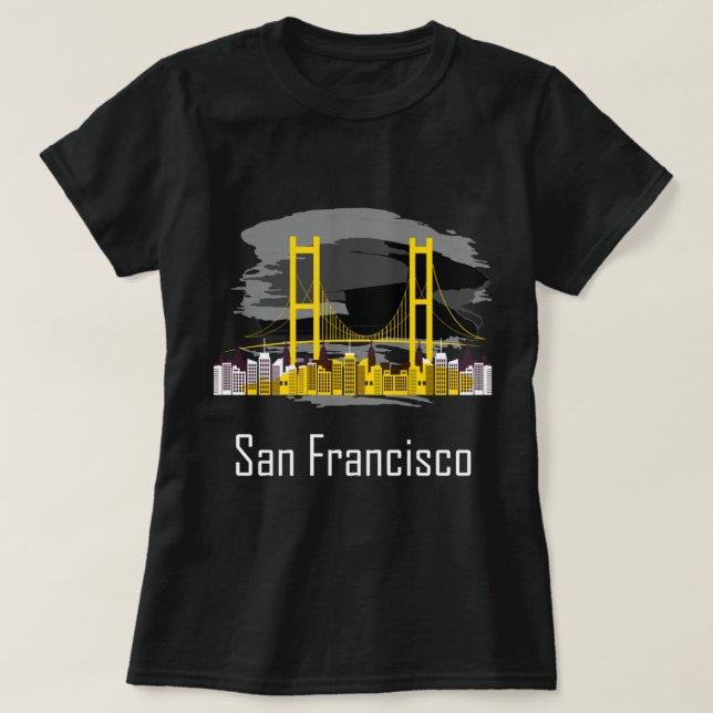 T-shirt Souvenir de San Francisco California Skyline (Design devant)
