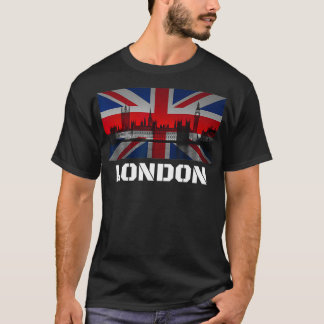 T-shirt Souvenir London  City Vintage UK Flag British