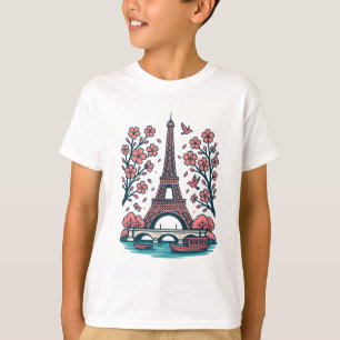 T-shirt Souvenir parisien Tour Eiffel Paris Cherry Tree