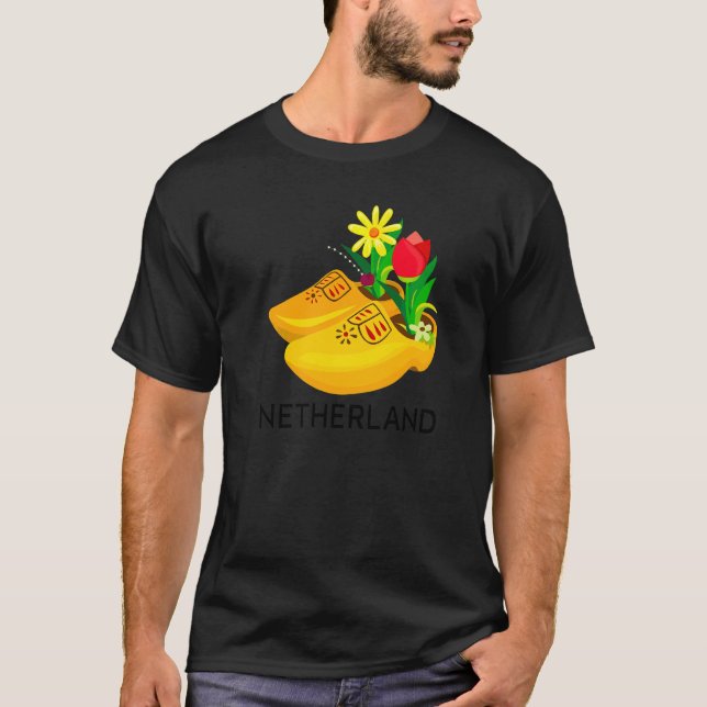 T-shirt Souvenirs Des Pays-Bas En Bois Clogs Souve Néerlan (Devant)