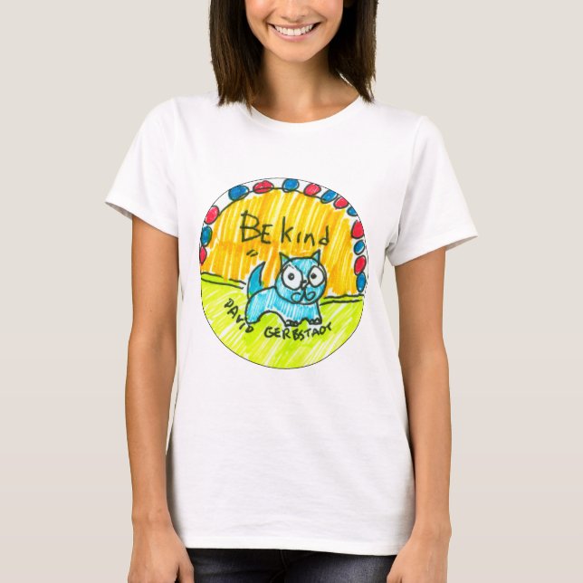 T-shirt Soyez chat bleu aimable (Devant)