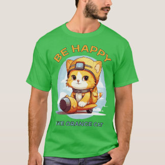 T-shirt Soyez Heureux Comme Un Chat Orange