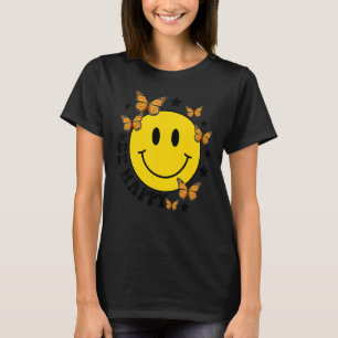 T-shirt Soyez Heureux Retro Smile Face Happy Face Papillon