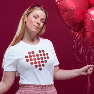 T-SHIRT SOYEZ MON VALENTINE RED FAUX GOLD FOIL POINTS TEXT