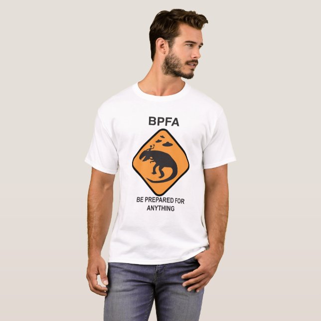 T-shirt Soyez préparé pour n'importe quoi (le dinosaure (Devant entier)