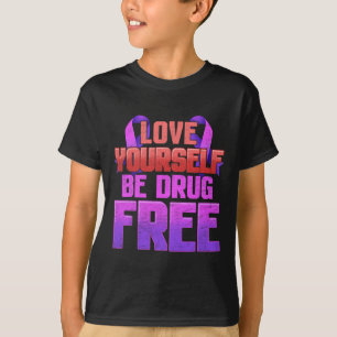 T-shirt Soyez Sans Drogue Aimez-Vous Violet Ruban