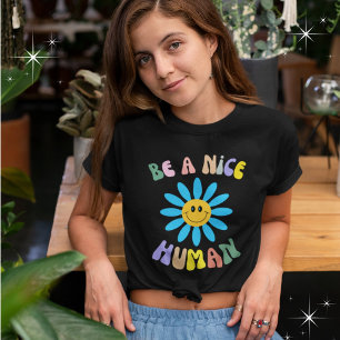 T-shirt Soyez un joli Graphique de Fleur Jaune et Bleu Hum