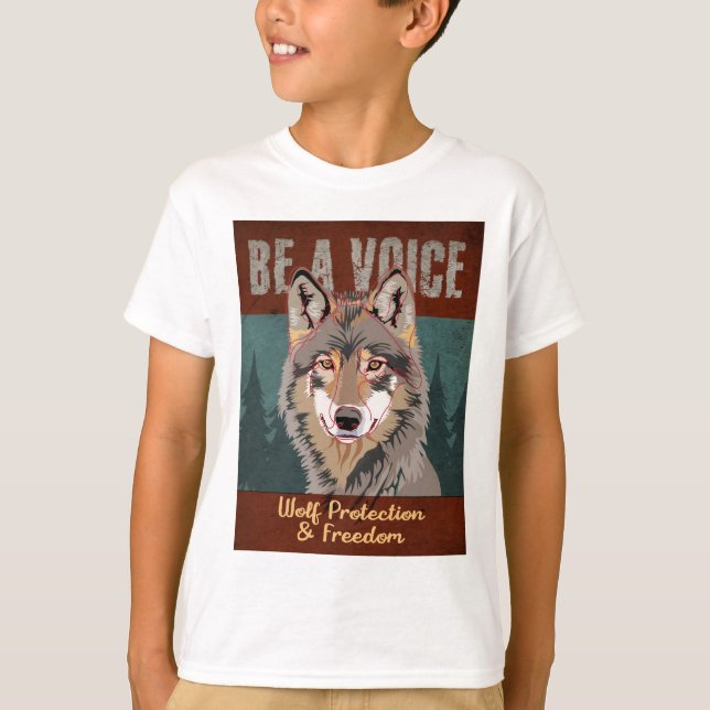 T-shirt Soyez une voix - Protection et liberté du loup (Devant)