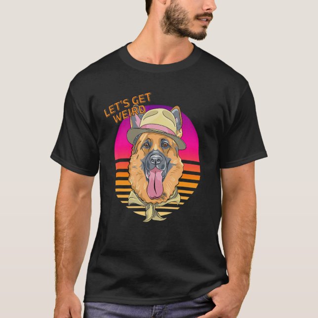 T-shirt Soyons bizarres  Berger allemand avec chapeau Fedo (Devant)