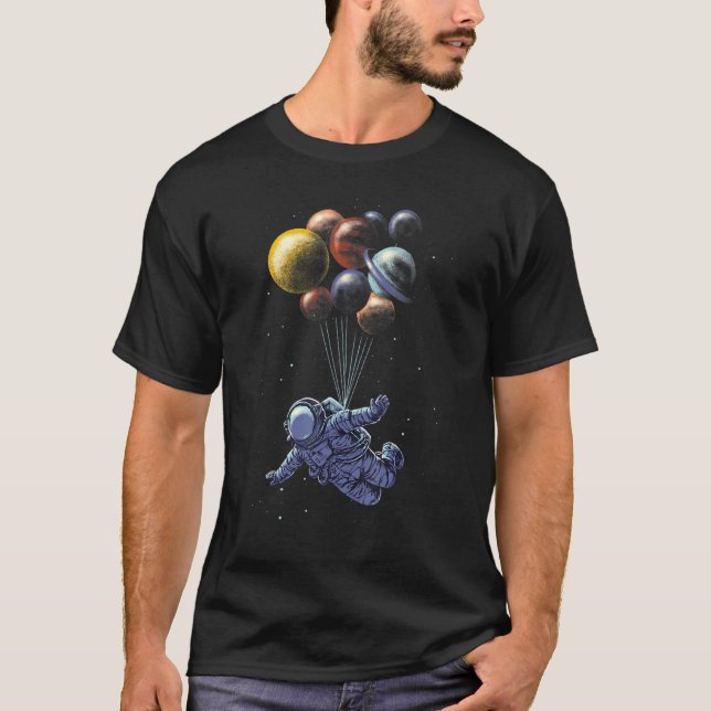 T-shirt Spa du système solaire de l'astronaute tenant des  (Devant)